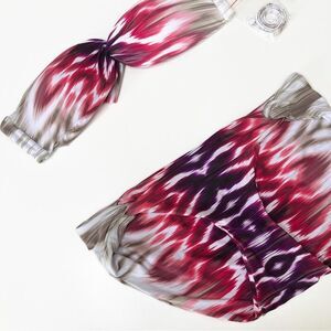 Carmen Marc Valvo Small Large Swim Set 2 Piece Swimwear Bandeau Bikini Bottoms